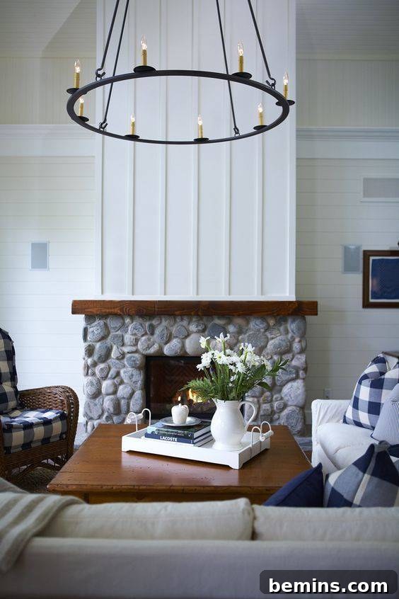 Elegant Natural Stone Fireplace Design