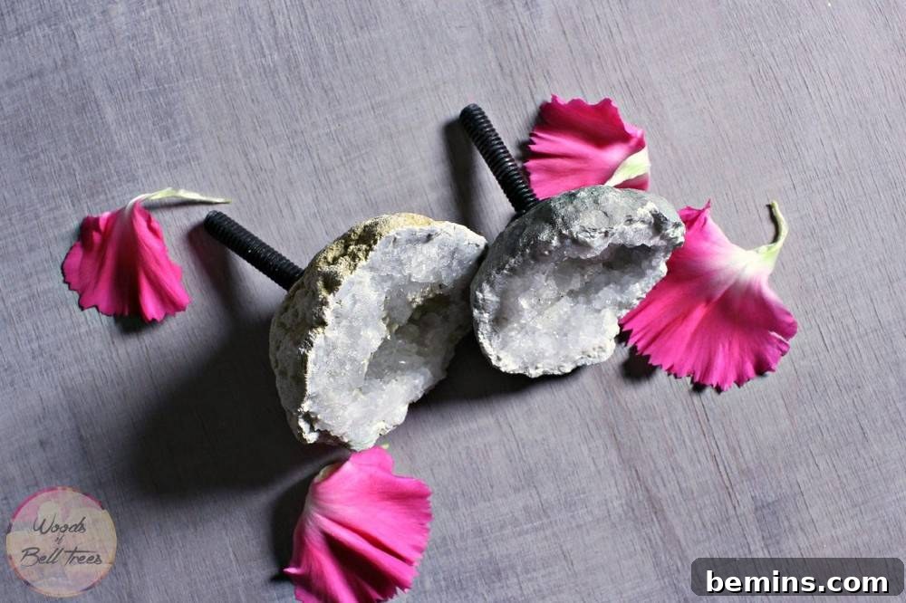 Totally Rockin' DIY Projects: Amp Up Your Creativity 7 DIY geode drawer pulls inspired by Anthropologie, adding a luxurious touch to furniture.