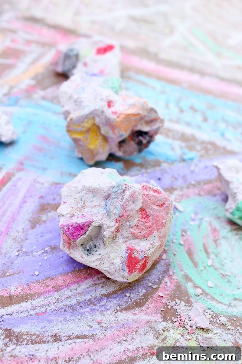 Totally Rockin' DIY Projects: Amp Up Your Creativity 9 Colorful chalk rocks, a fun and creative art project for kids and adults.