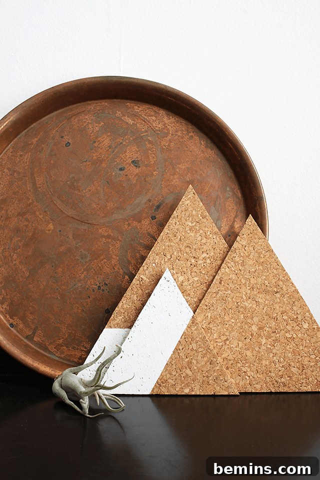 7 Creative DIY Projects to Tackle This Weekend 6 A brown metal plate resting on a table next to three stylish cardboard triangles, showcasing a unique and functional kitchen accessory.