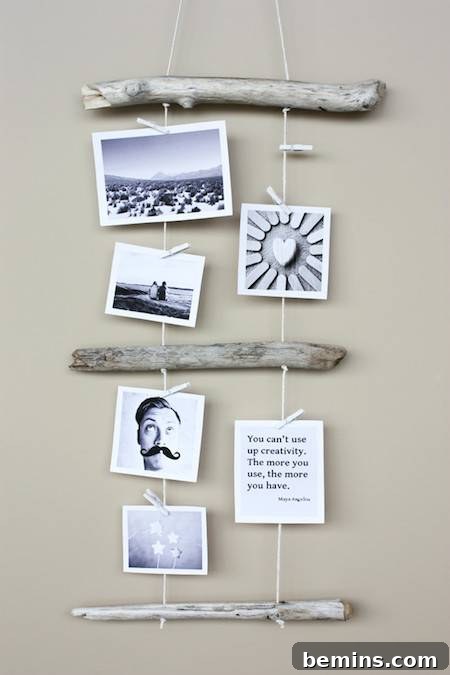 Driftwood Decor: 15 Coastal Style Ideas 3 DIY driftwood photo display