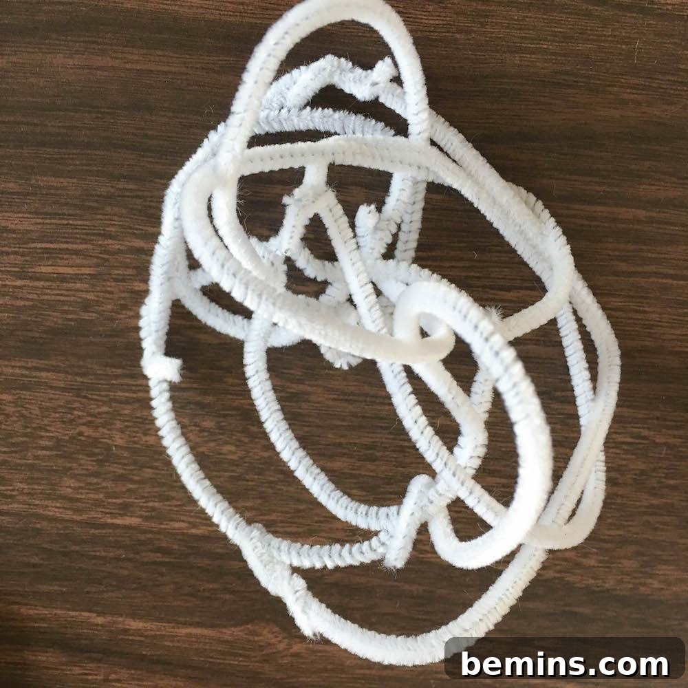 Close-up of Interconnected Pipe Cleaner Structures