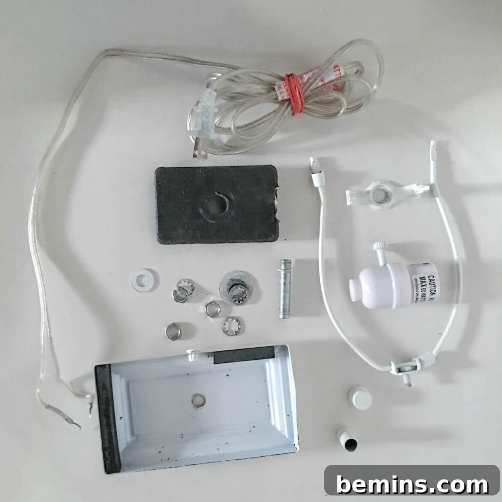 Organized Lamp Parts for DIY Crystal Assembly