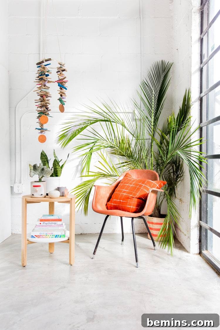 Driftwood Dreams: Crafting a Coastal Hanging Mobile 11 Driftwood Mobile in Living Room Setting