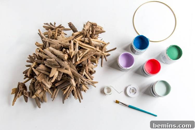 Driftwood Dreams: Crafting a Coastal Hanging Mobile 4 Painting Driftwood for Mobile