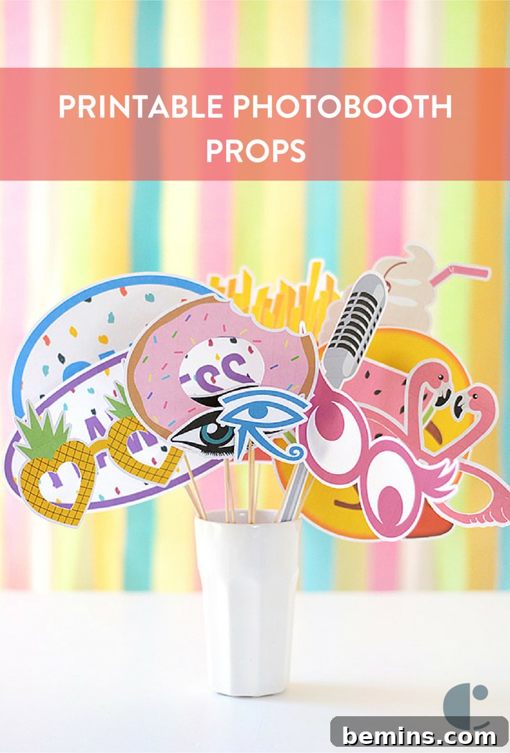 Printable photo booth props at a party