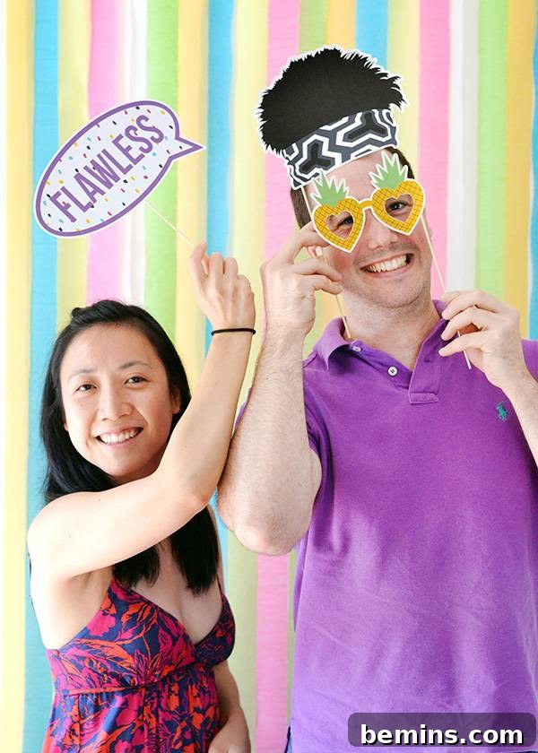 People using printable photo booth props