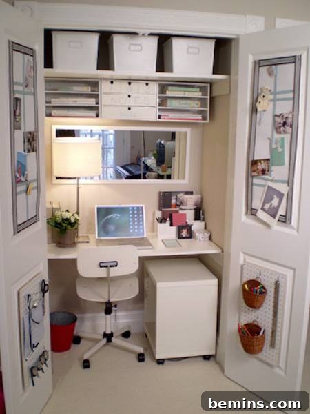 The Art of Less: Crafting a Serene Home Office 8 closet craft room inspiration