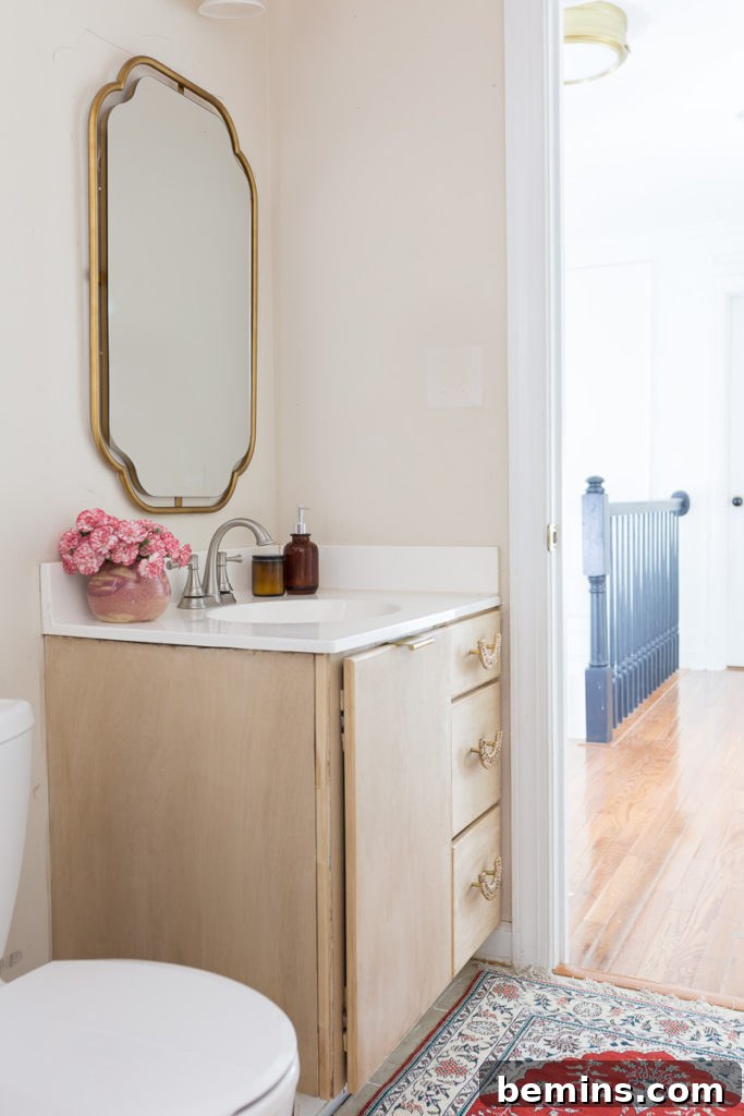 Bathroom vanity with updated hardware