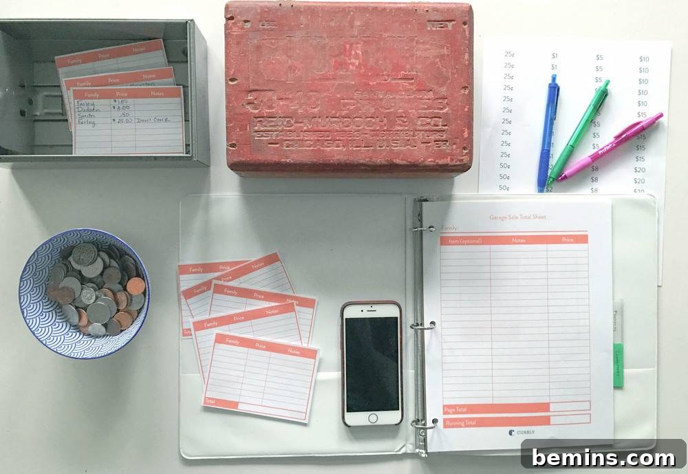 Well-Organized Transaction Table for a Garage Sale