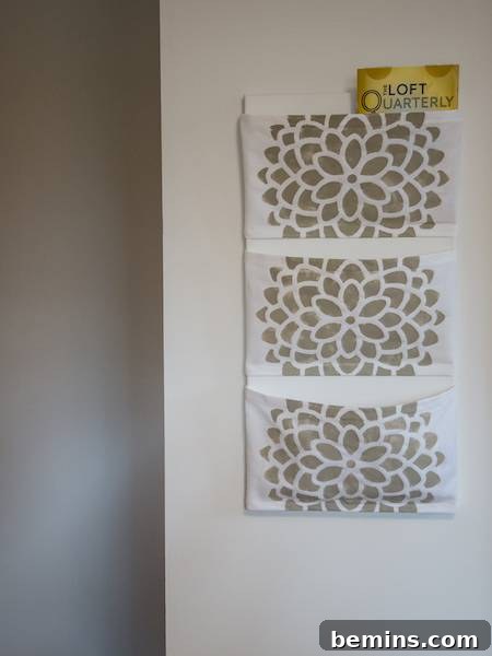 Finished no-sew mail organizer 