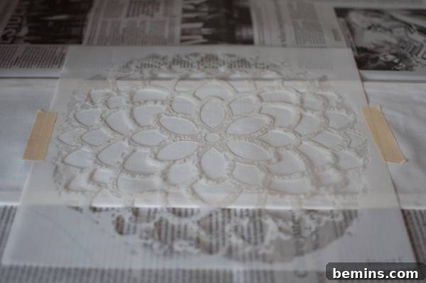 Centering stencil onto fabric