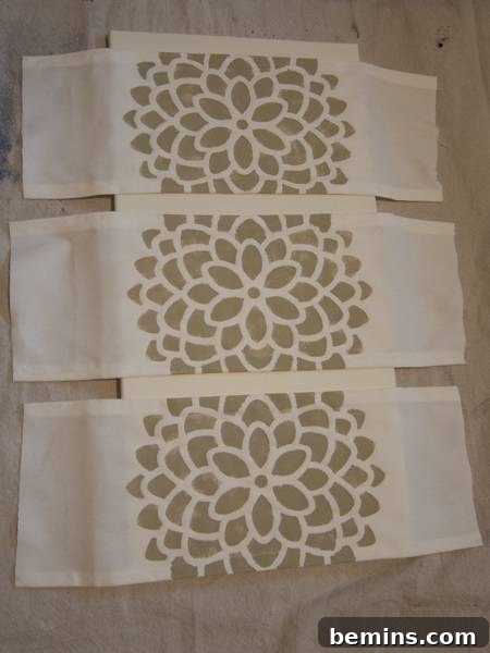 Centering the fabric pieces on the canvas