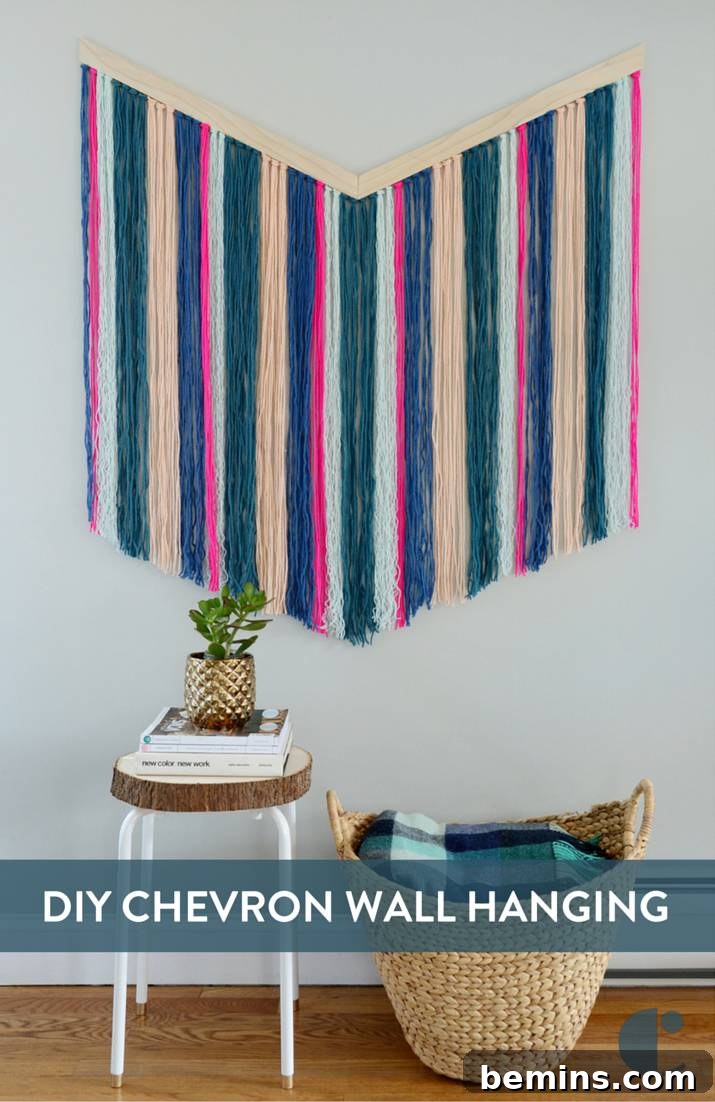 Share this DIY Chevron Yarn Wall Hanging on Pinterest!
