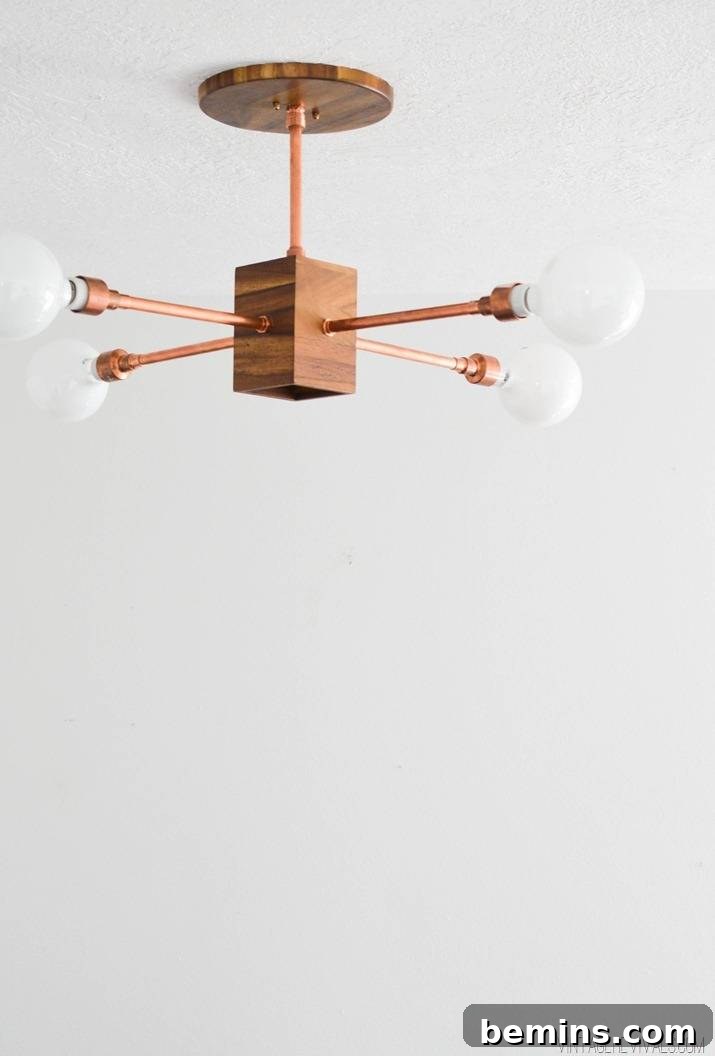 DIY Wood and Copper Chandelier