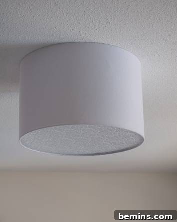 After: Elegant ceiling light fixture with barrel shade