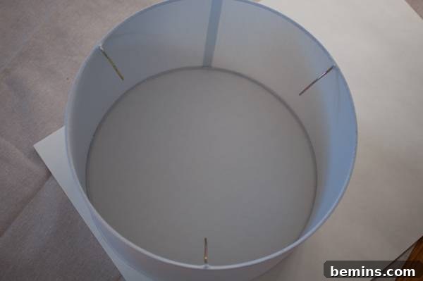 Tracing the lampshade circumference onto poster paper