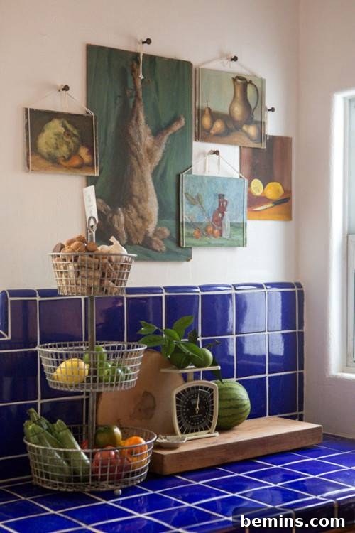 Styling tricks to embrace an existing backsplash
