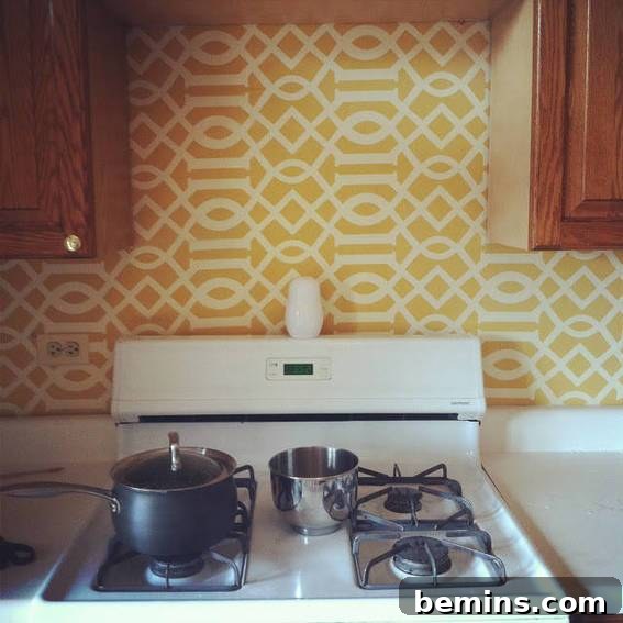 Contact paper backsplash in a rental kitchen