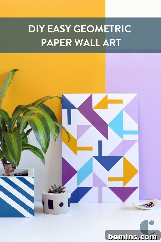 Final view of the stunning DIY geometric paper wall art, vibrant and ready for display