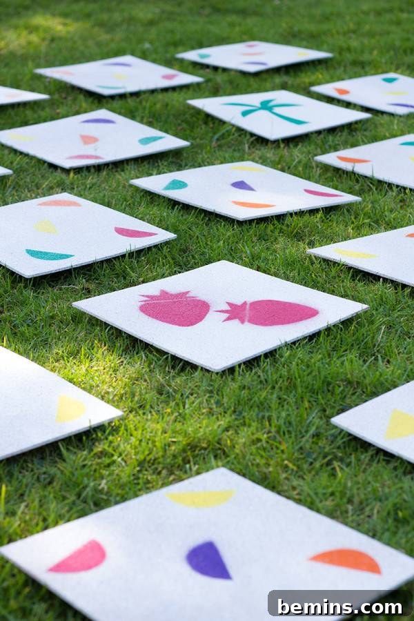 Spring Fever: Outdoor Entertaining Made Easy 11 Giant lawn matching game in a backyard setting