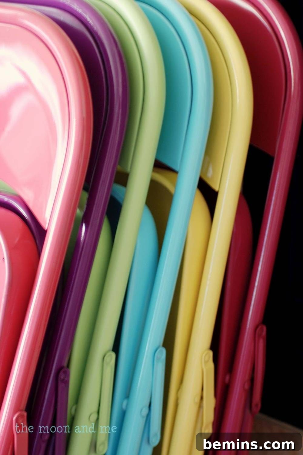Spring Fever: Outdoor Entertaining Made Easy 12 Metal chairs with a colorful spray paint makeover