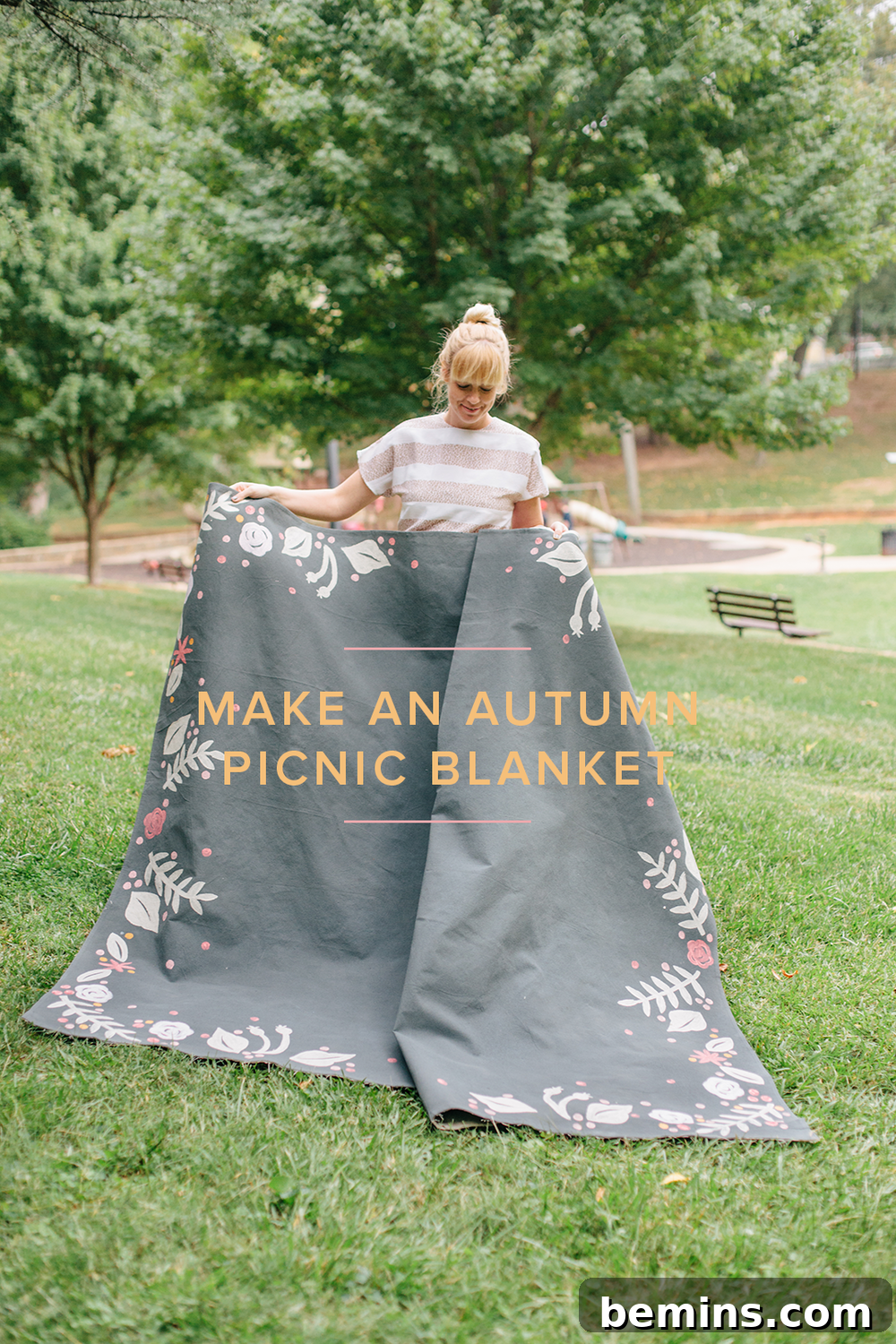 Spring Fever: Outdoor Entertaining Made Easy 9 DIY picnic blanket with a painted pattern