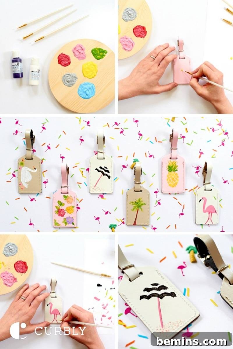 DIY painted leather luggage tags - a fun vintage throwback for spring travel plans. These DIY leather luggage tags are a perfect vintage-inspired project for your spring travels.