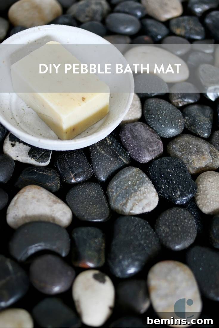 DIY Pebble Bath Mat - affordable and easy to make