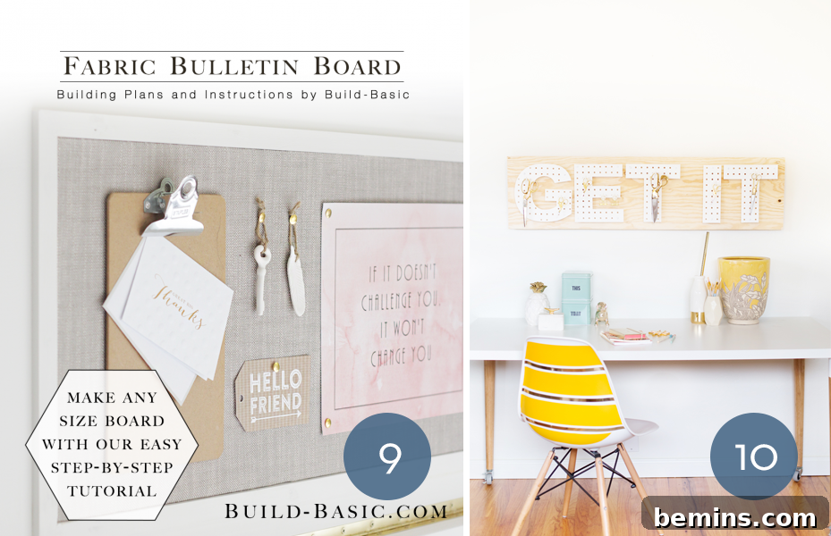 Office Bliss: 10 DIY Organization Hacks 7 Fabric Bulletin Board DIY