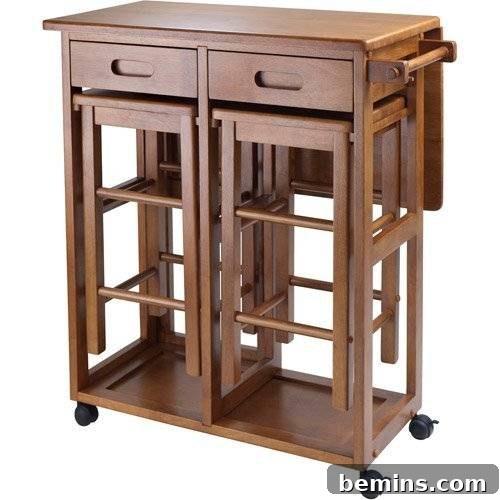 Bar Height Outdoor Table with Storage Drawers and Locking Wheels