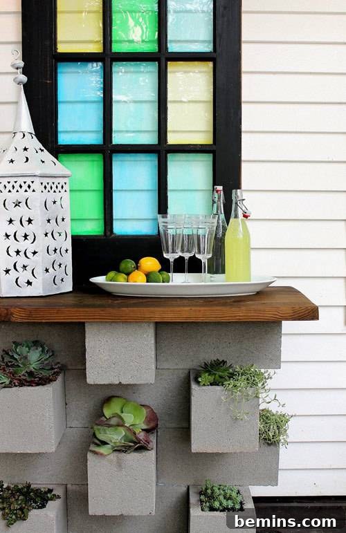 Cinder Block Planter Bar