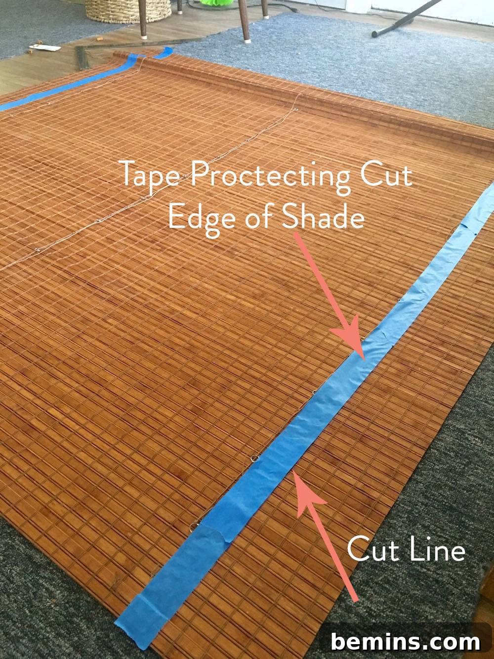 Close-up of Taped Cut Line