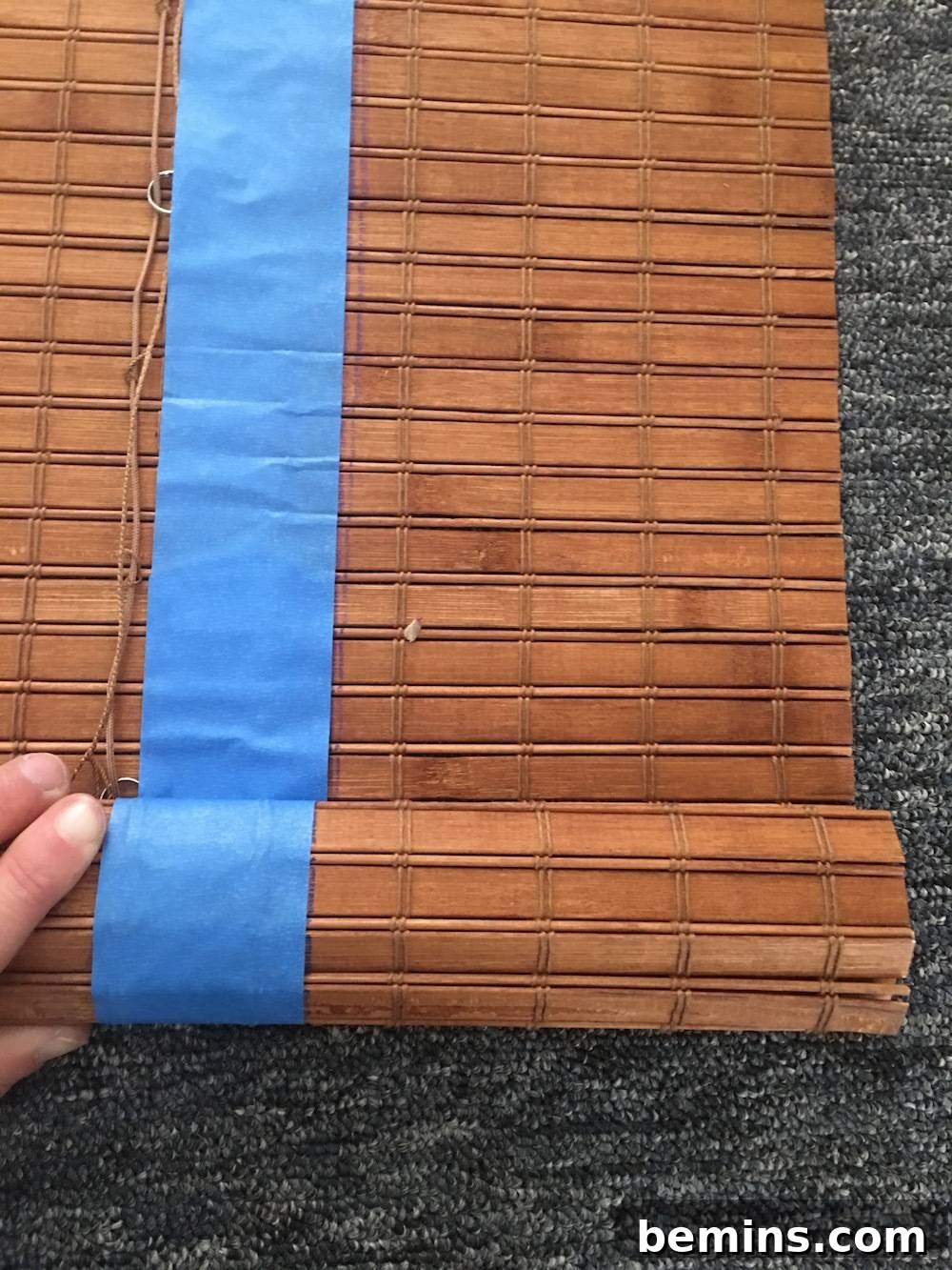 Taping Front Side of Bamboo Shade