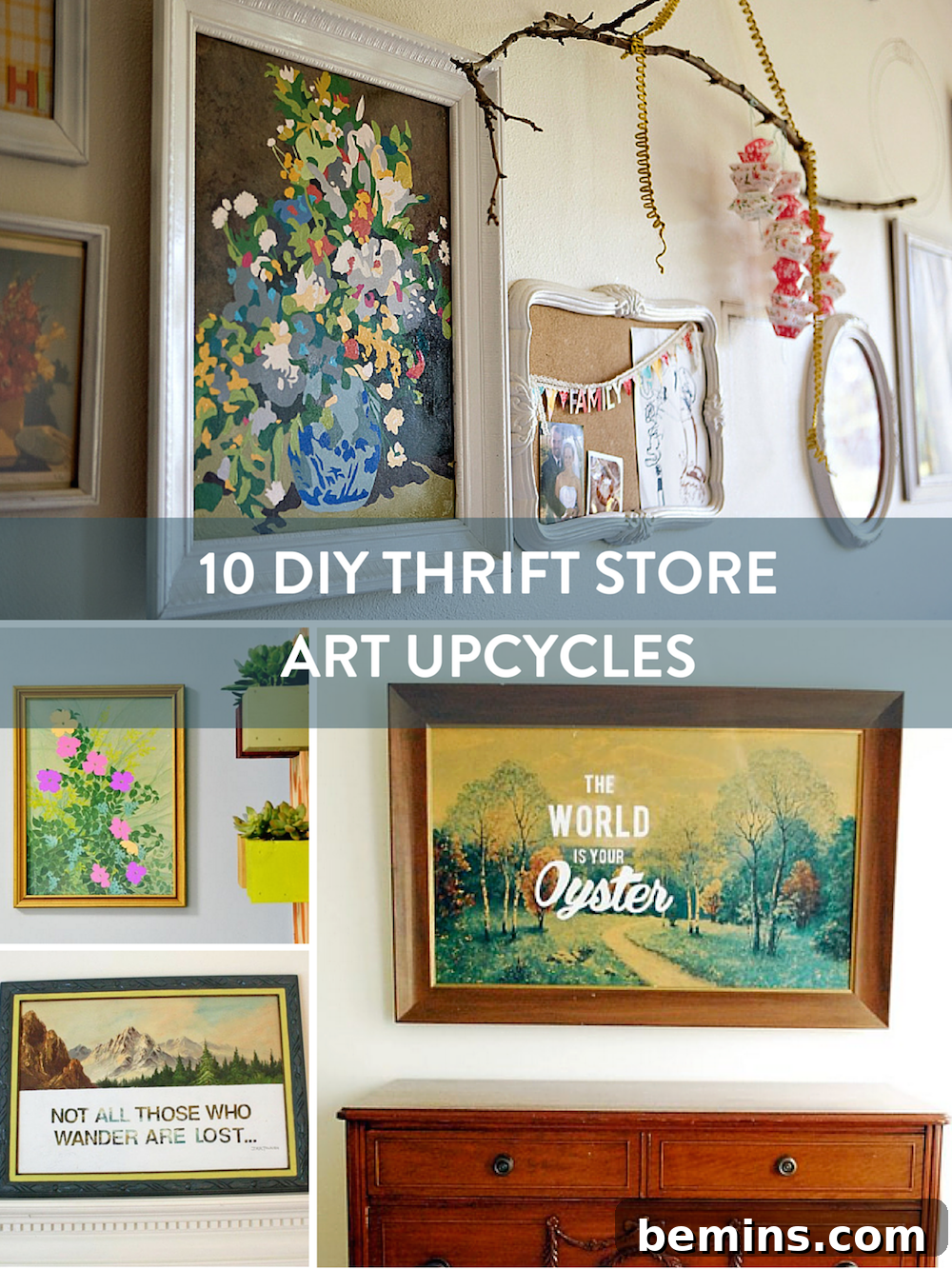 Thrift Store Art Upcycling Roundup - Pin it and Share it
