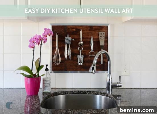 Share this DIY kitchen utensil holder tutorial on Pinterest