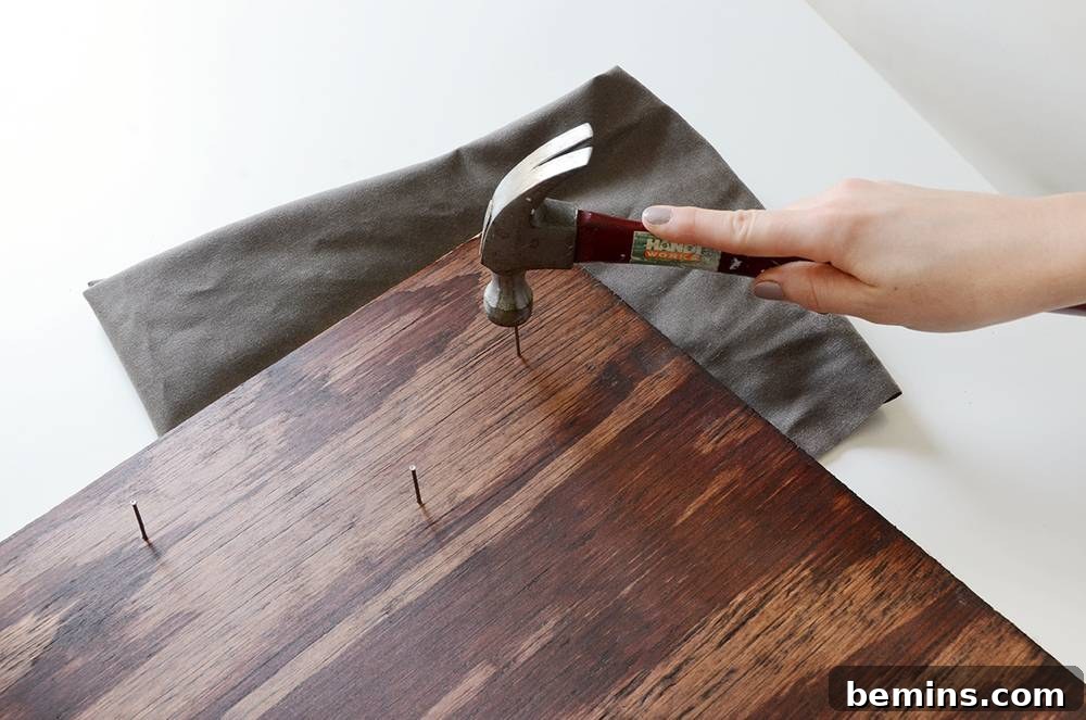 Hammering nails for utensil hooks