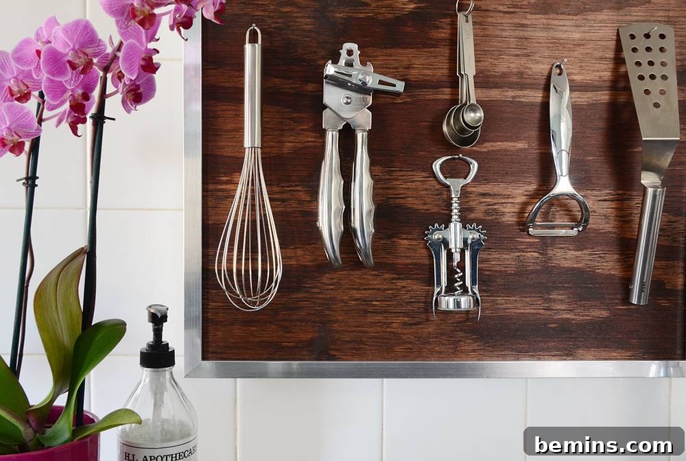 Finished DIY kitchen utensil wall art