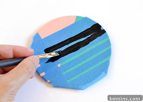 Patterned Cork Coasters: Elevating Your Drink Experience 9 Painting the stripes in a contrasting color