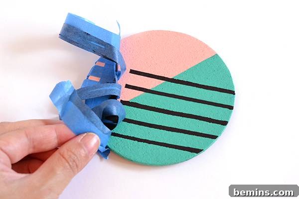 Patterned Cork Coasters: Elevating Your Drink Experience 10 Finished striped coaster