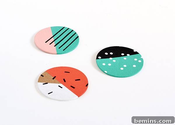 Patterned Cork Coasters: Elevating Your Drink Experience 21 Applying a coat of varnish to protect the paintwork