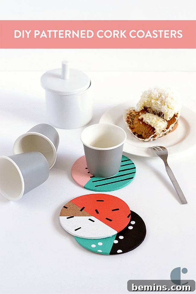Patterned Cork Coasters: Elevating Your Drink Experience 25 Stack of finished DIY patterned cork coasters