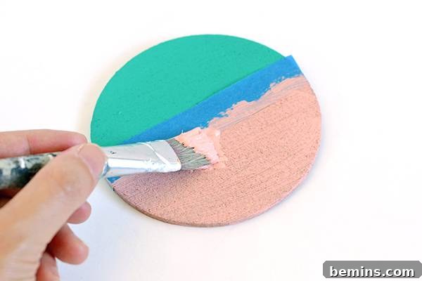 Patterned Cork Coasters: Elevating Your Drink Experience 7 Waiting for the second color to dry