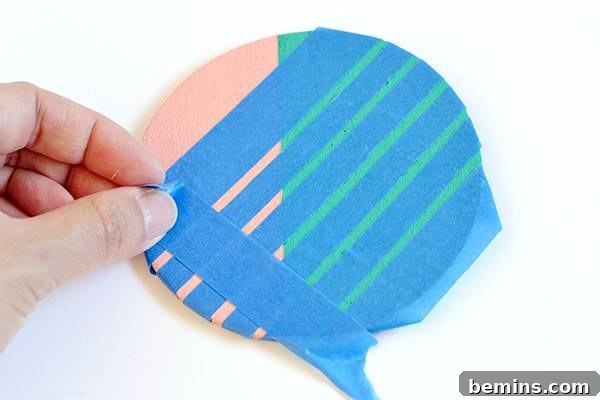 Patterned Cork Coasters: Elevating Your Drink Experience 8 Marking off stripes with painter's tape