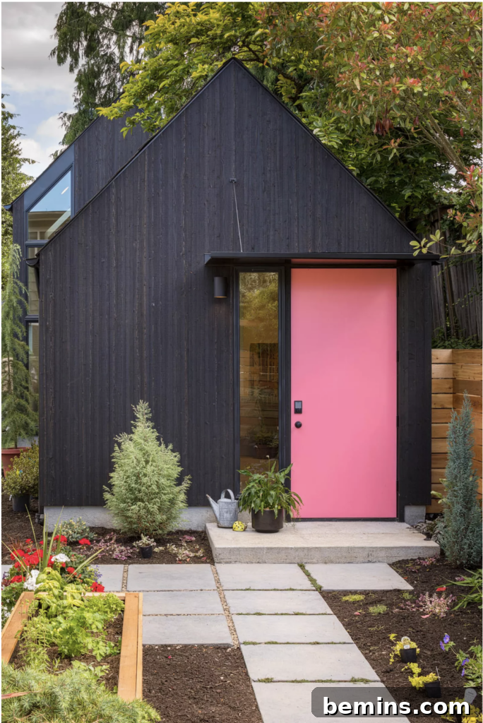 Black Exterior with Pink Door