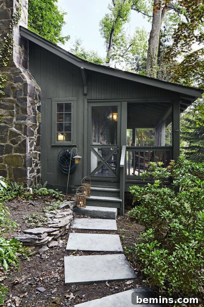 Dark Green Cabin Exterior
