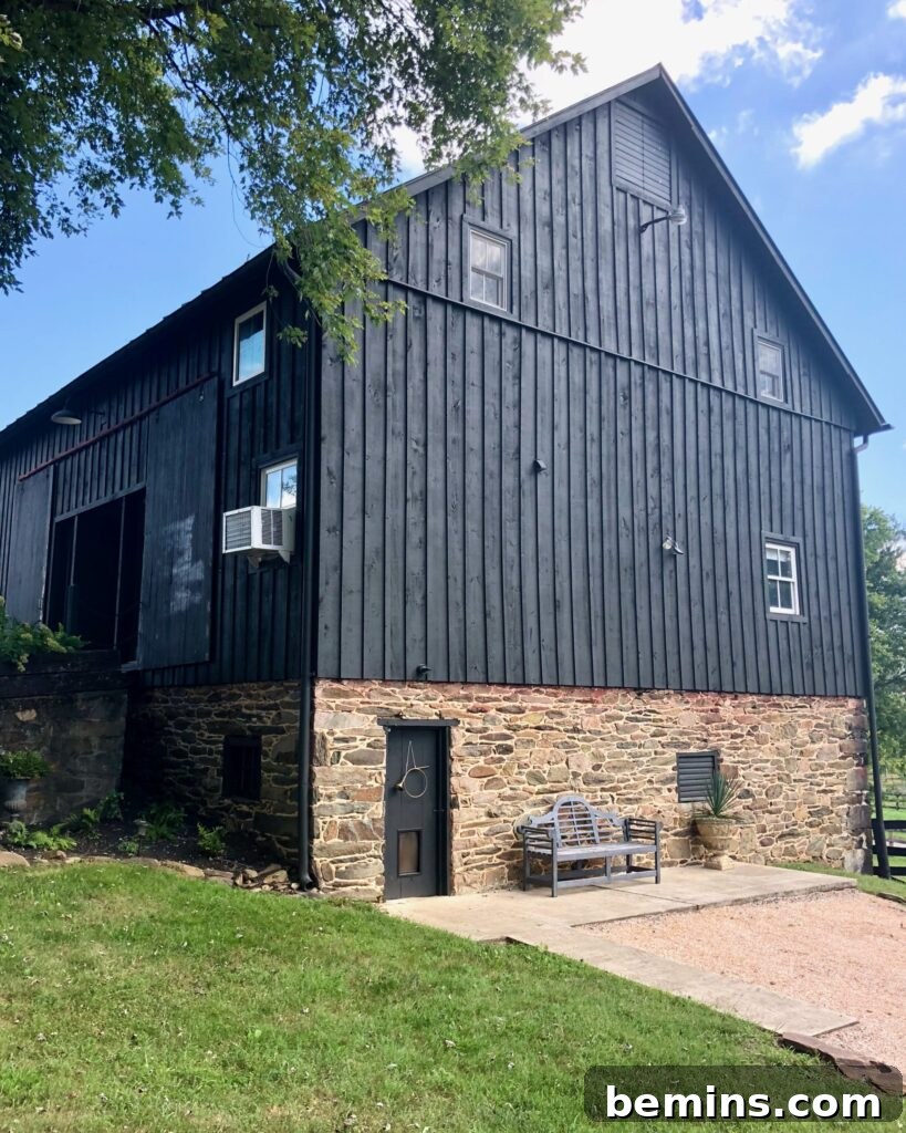 Black Exterior with Original Stonework