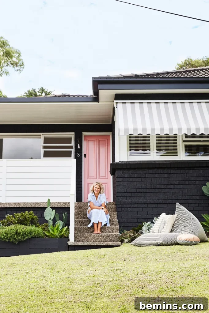 Painted Red Bricks and a Bright Pink Door