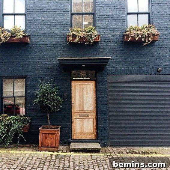 Navy Painted Home with Light Wood Accents