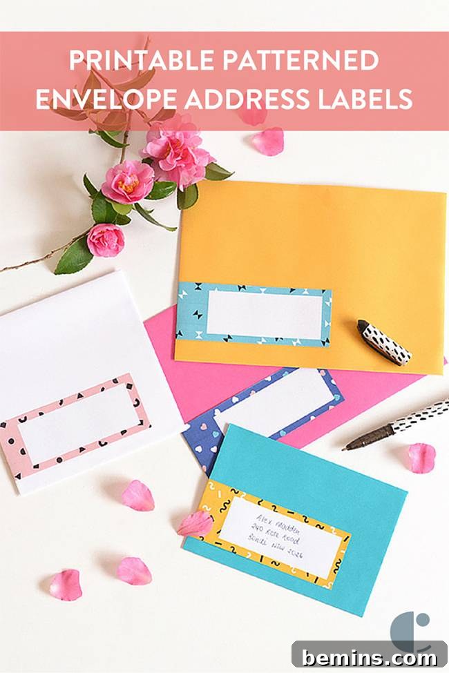 Printable Patterned Envelope Address Labels